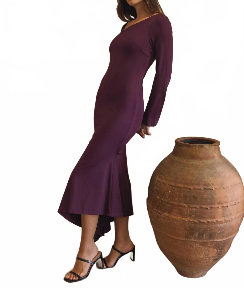 NEW ABLE asymmetric jersey dress in plum